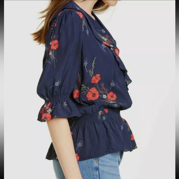 Joie Ottoline Floral-Print Embroidered Top Sz S - Picture 3 of 16